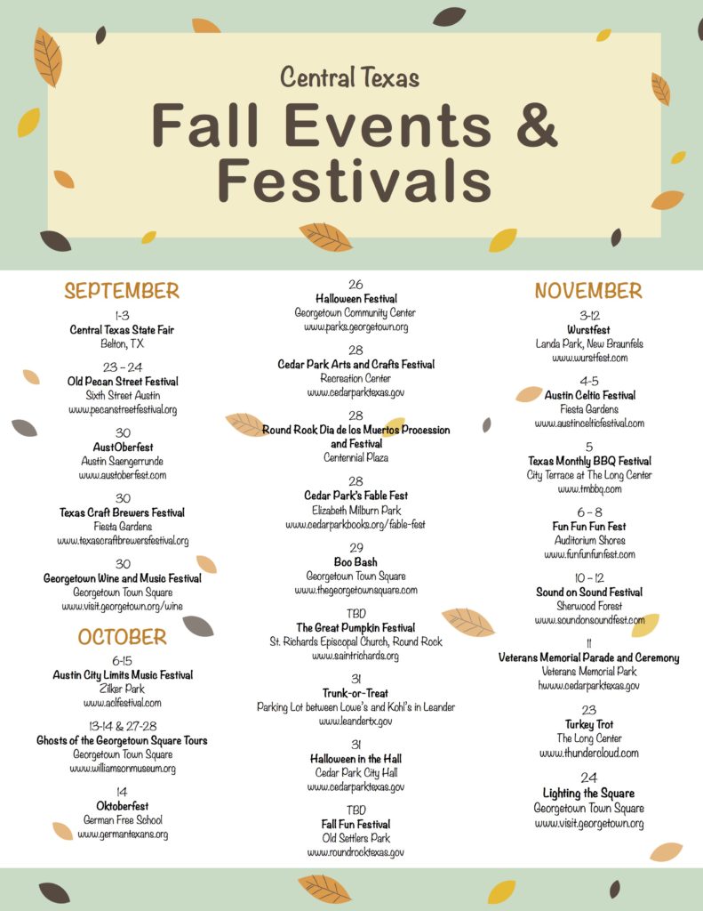 Central Texas Event & Festival Guide Fall Team Excellence Homes For